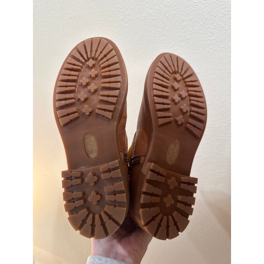 Sofft Lalana Blanket Detail Leather Engineer Boots Luggage Brown Women's 7 NIB - Picture 6 of 10